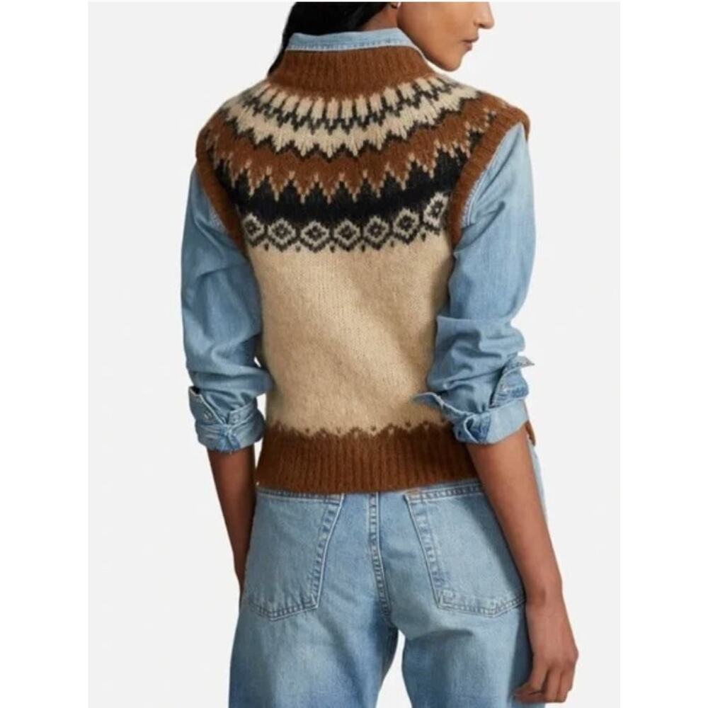 POLO RALPH LAUREN Sz XXL Alpaca Blend Fair Isle Intarsia Knit Sweater Vest - Picture 10 of 10
